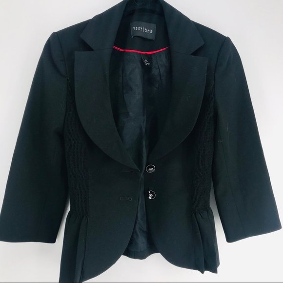 WHBM Black Elastic Side Panel Pleated Jacket Sz 00 - Picture 2 of 5
